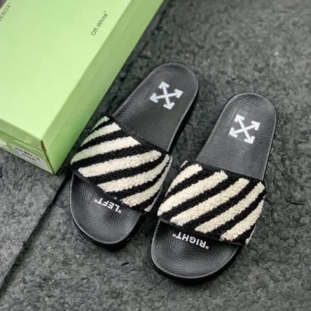 OFF-WHITE FLYKNIT STRIPE SLIDES Reps