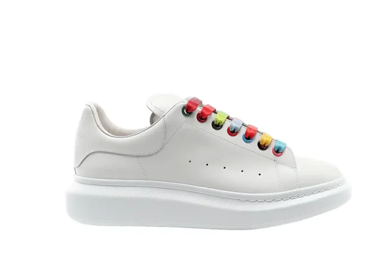 ALEXANDER MCQUEEN SHOW LEATHER PLATFORM TRAINERS SNEAKERS-RAINBOW REPLICA