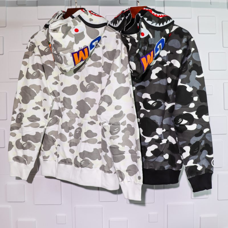 A BATHING APE BAPE SHARK 1ST CAMO DOUBLE HOODIE