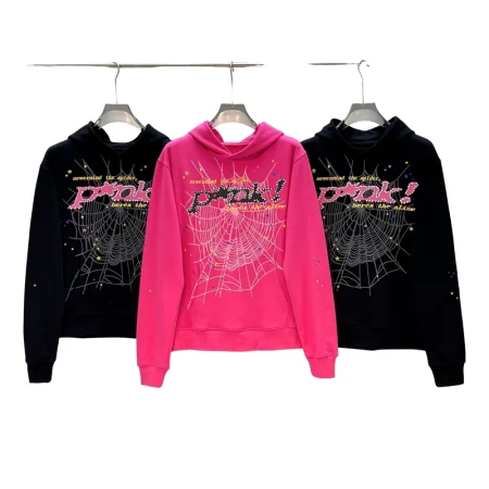 Sp5der Hoodie PInk and Black