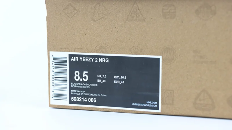 the shoe box size tag
