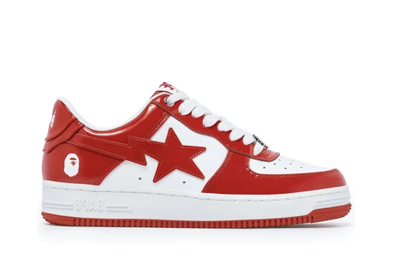 A Bathing Ape Bape Sta Patent Leather White Red Replica