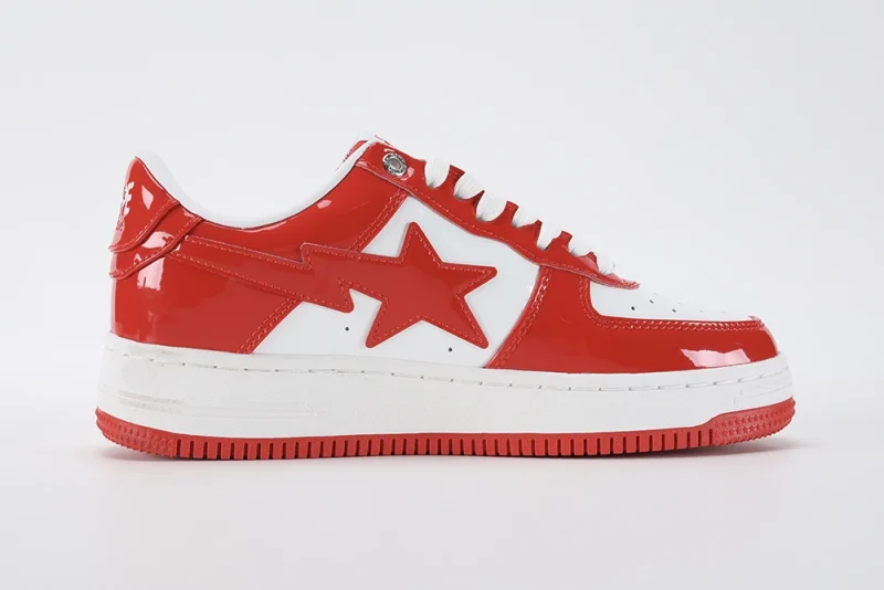 A Bathing Ape Bape Sta Patent Leather White Red Replica