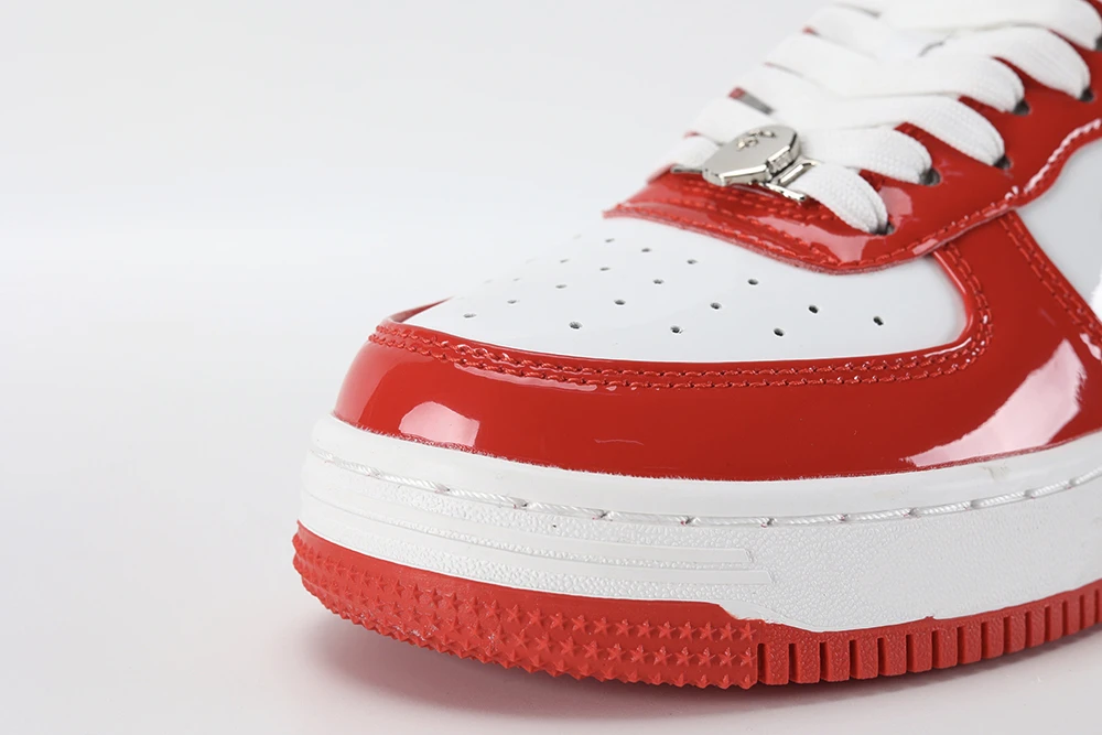 A Bathing Ape Bape Sta Patent Leather White Red Replica