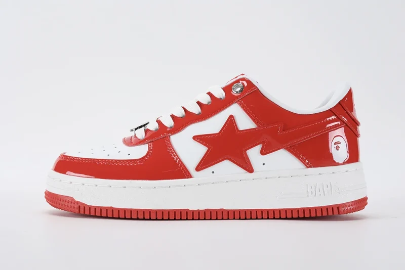 A Bathing Ape Bape Sta Patent Leather White Red Replica