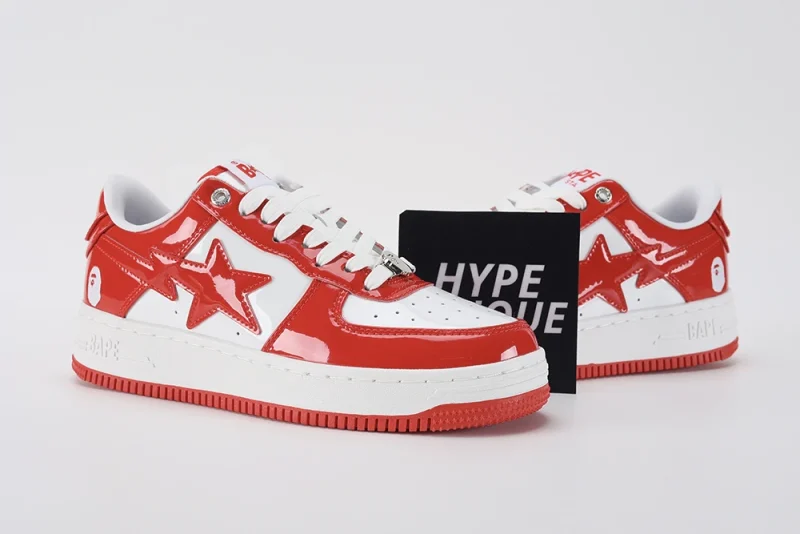 A Bathing Ape Bape Sta Patent Leather White Red Replica