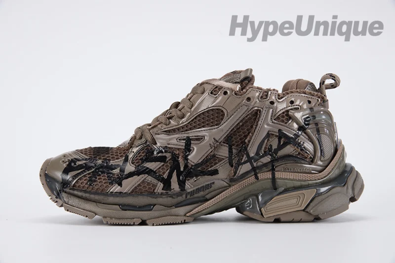 BALENCIAGA Graffiti Runner Sneakers in Mesh & Nylon