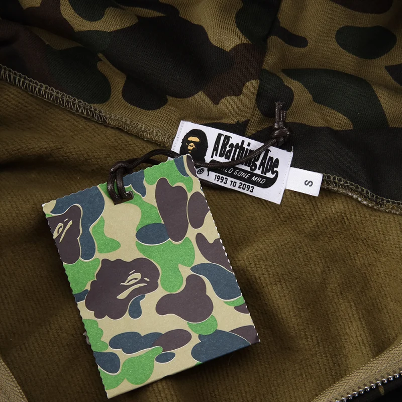 BAPE Sanrio Milo Hello Kitty Split Face 1st Camo Full Zip Hoodie Green/Yellow