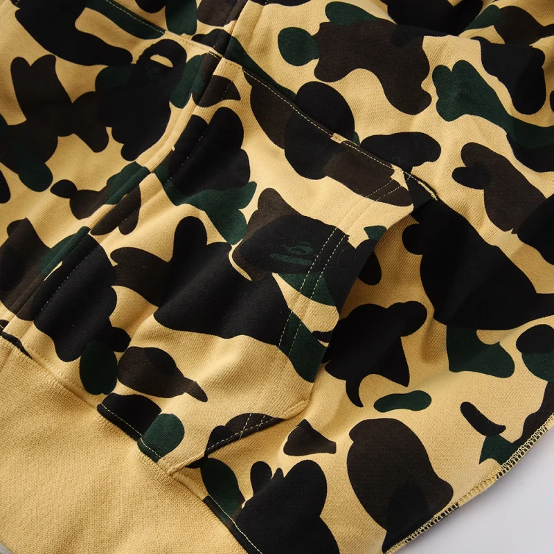 BAPE Sanrio Milo Hello Kitty Split Face 1st Camo Full Zip Hoodie Green/Yellow