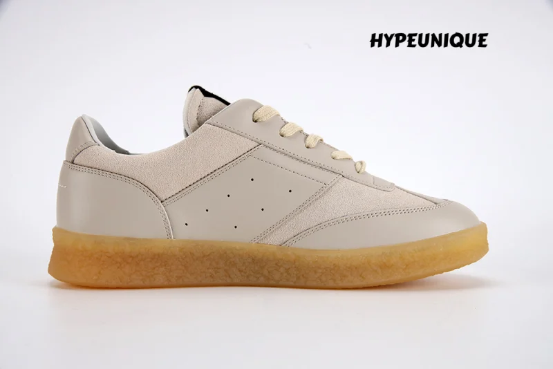 Maison Martin Margiela 6 Court Sneaker in Beige Leather1