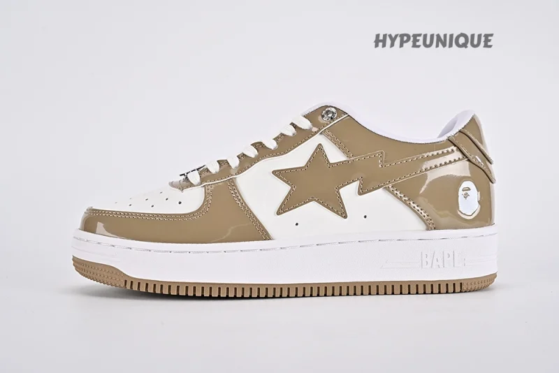 A Bathing Ape Bape Sta Patent Leather White Khaki (2023)1