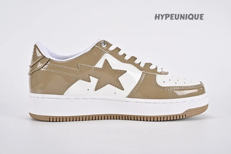 A Bathing Ape Bape Sta Patent Leather White Khaki (2023)1