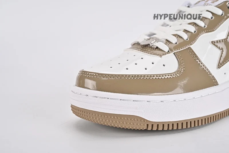 A Bathing Ape Bape Sta Patent Leather White Khaki (2023)1