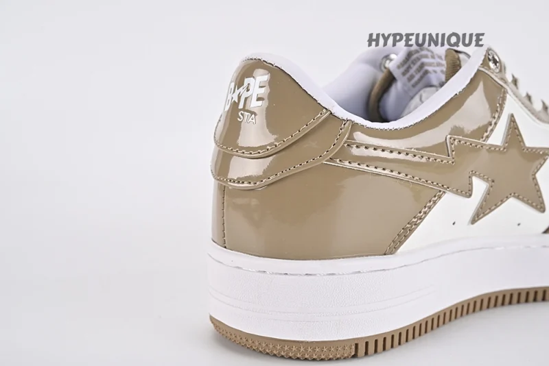 A Bathing Ape Bape Sta Patent Leather White Khaki (2023)1