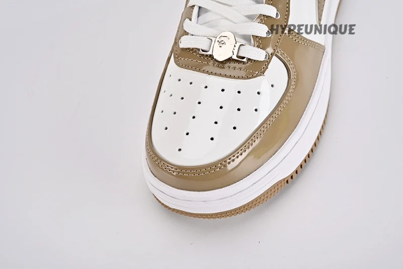 A Bathing Ape Bape Sta Patent Leather White Khaki (2023)1