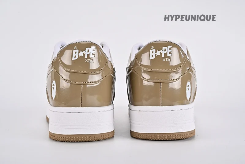 A Bathing Ape Bape Sta Patent Leather White Khaki (2023)1