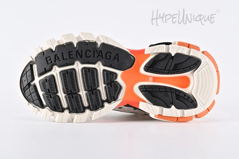 Balenciaga Track Sneaker in White and Orange Mesh and Nylon Reps10