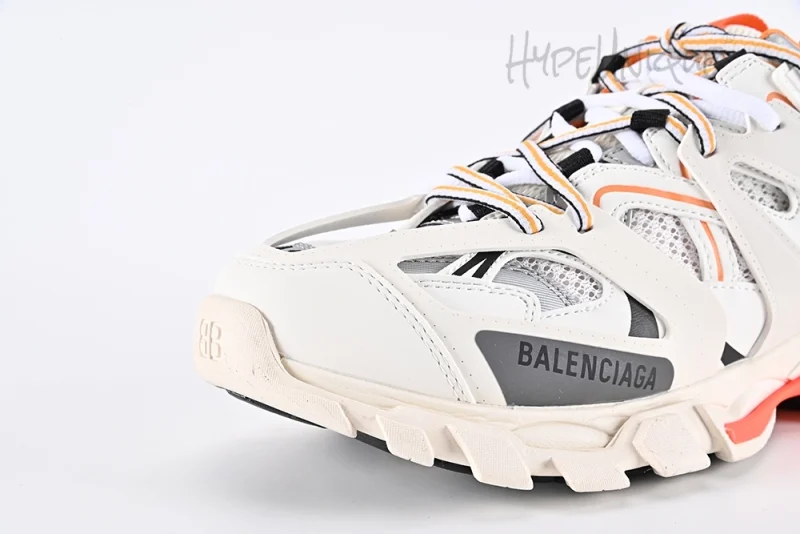 Balenciaga Track Sneaker in White and Orange Mesh and Nylon Reps10