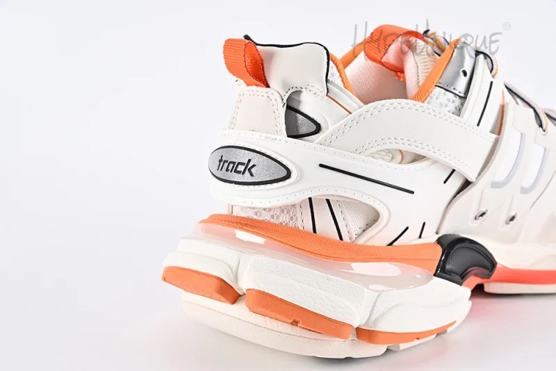 Balenciaga Track Sneaker in White and Orange Mesh and Nylon Reps10