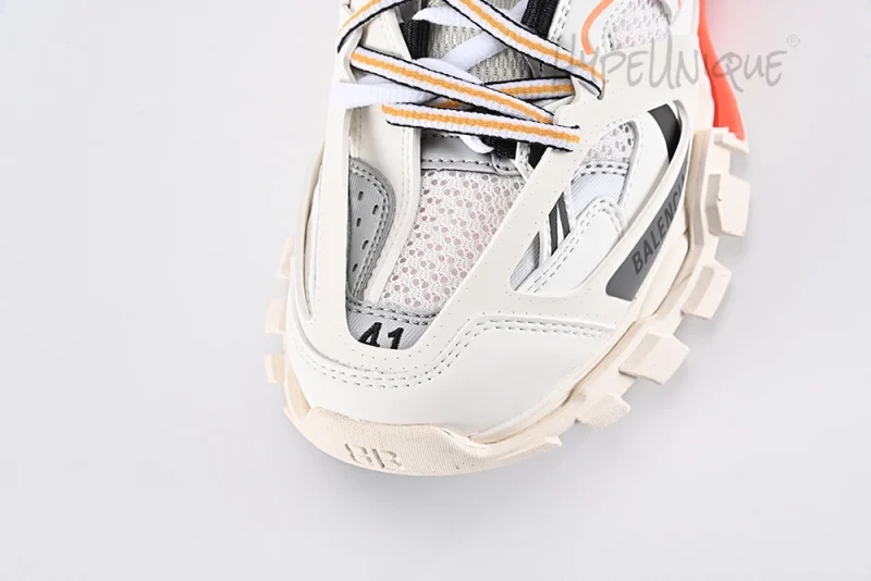 Balenciaga Track Sneaker in White and Orange Mesh and Nylon Reps10