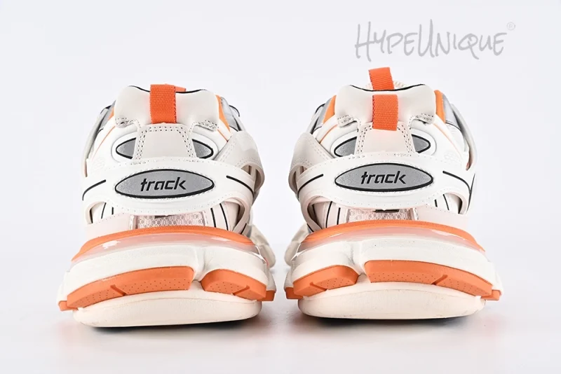 Balenciaga Track Sneaker in White and Orange Mesh and Nylon Reps10