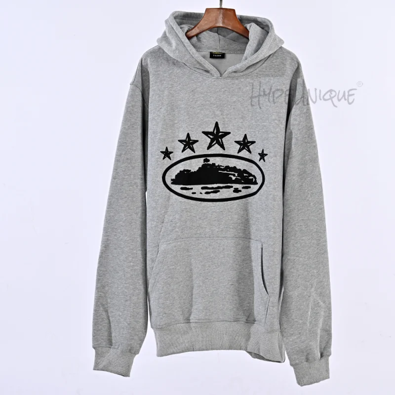 Corteiz 5 Starz Alcatraz Hoodie Gray Reps