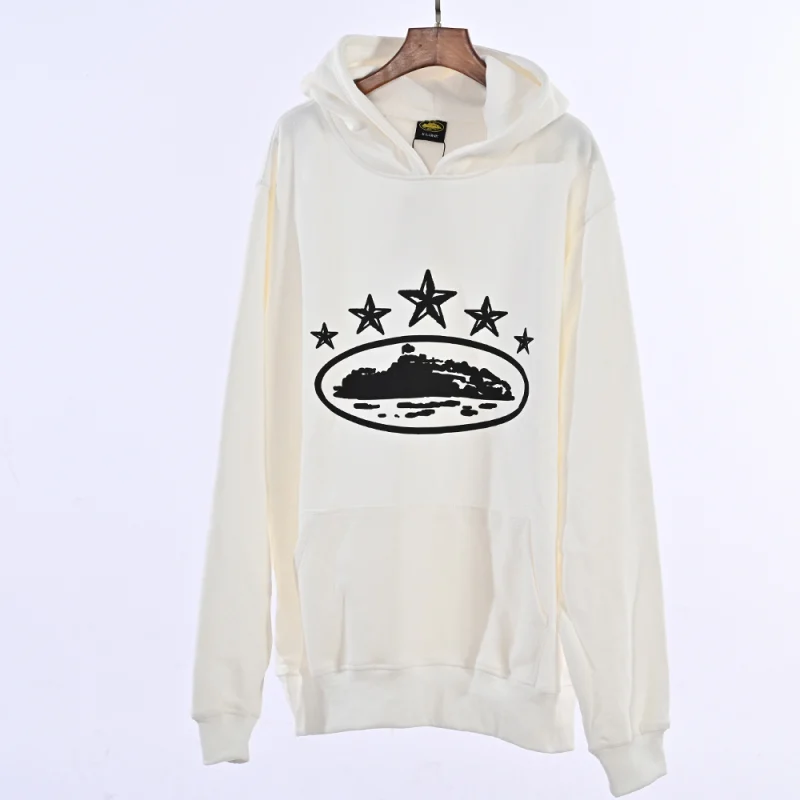 Corteiz 5 Starz Alcatraz Hoodie White