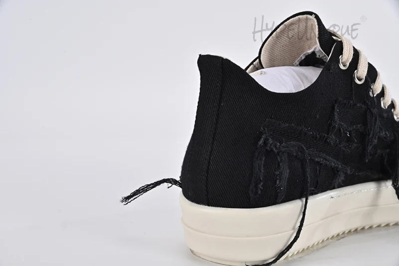 Rick Owens DRKSHDW Strobe Cotton Denim Slashed Low 'Black Milk'