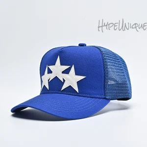 AMIRI Three Star Trucker Snapback Cap Blue:White