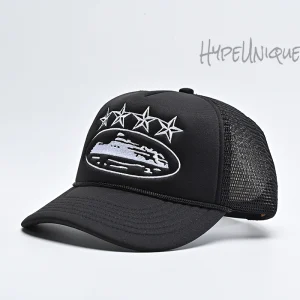 Corteiz 5 Star Trucker Hat Black