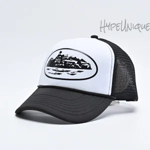 Corteiz Alcatraz Trucker Hat Black White