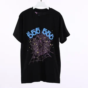 Sp5der Black 555555 Spider Web Tee