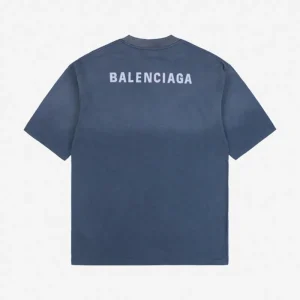 Balenciaga Back Blue Logo-print T-Shirt Reps