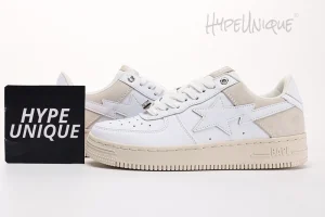 BAPESTA LOW 'SUEDE HEEL - WHITE' Reps