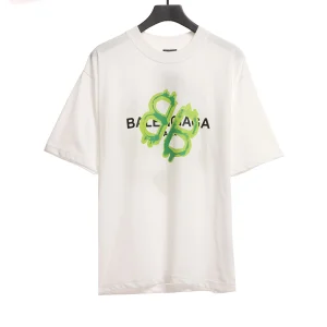 Balenciaga Green Painted Double B T-Shirt Reps