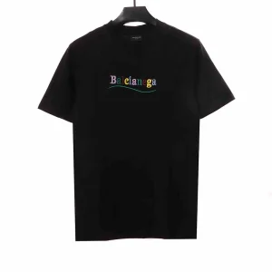 Balenciaga Colorful Logo Embroidery T-Shirt