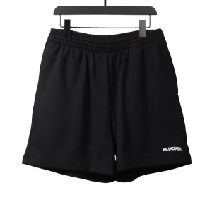 Balenciaga Label Embroidered Logo Shorts