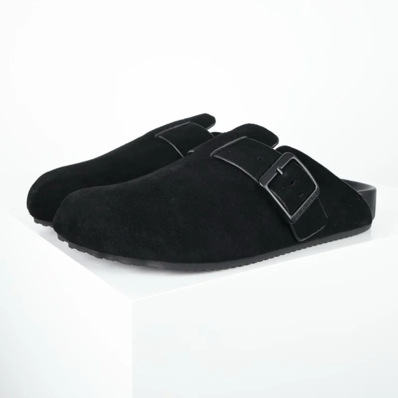 black Balenciaga Birkenstock Outdoor House Slipers