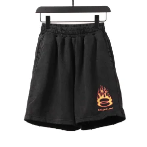 Balenciaga Black & Orange-Flames Shorts