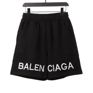 Balenciaga Black and White Embroidered Letter Shorts