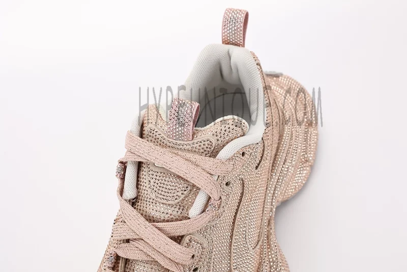 the mouth of Balenciaga Wmns 3XL Sneaker 'Rhinestones - Rose Gold‘