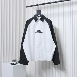 Balenciaga Black and White Stitching Embroidery Shirt