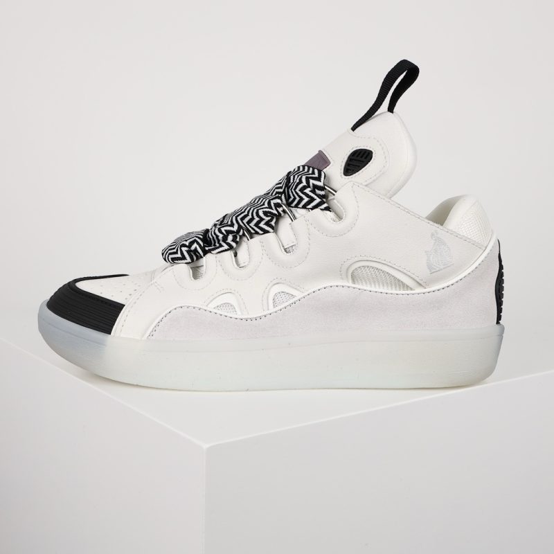 the left side of Lanvin Curb Sneakers 'White Khaki'