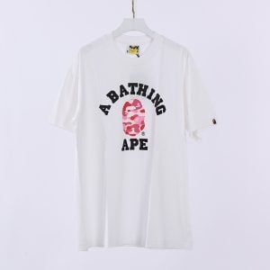 BAPE ABC CAMO COLLEGE TEE MENS - Pink Logo