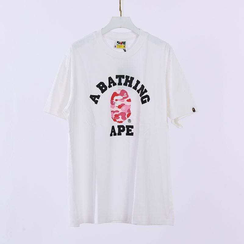 BAPE ABC CAMO COLLEGE TEE MENS - Pink Logo