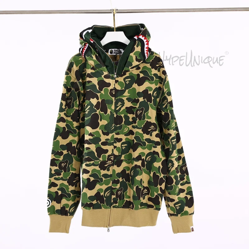 BAPE Abc Camo Shark Full Zip Hoodie - Green