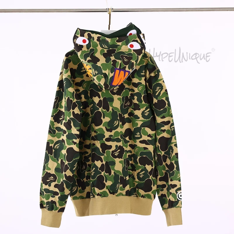 BAPE Abc Camo Shark Full Zip Hoodie - Green