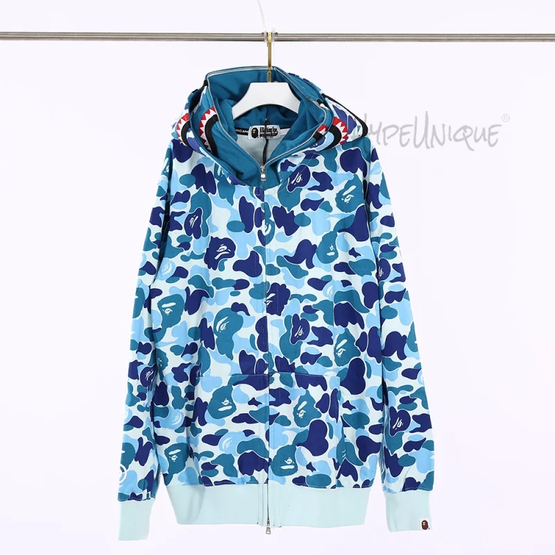 BAPE Abc Camo Shark Full Zip Hoodie - Blue