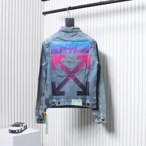 Off White Gradient Arrow Destruction Denim Jacket