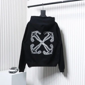 Off White White Embroidered Arrow Hoodie